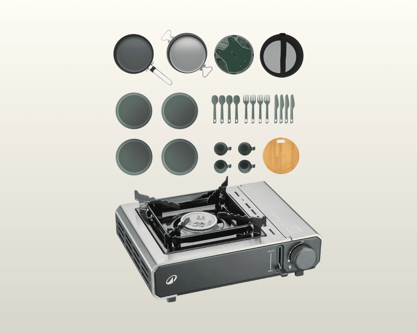 Camping Gas Stove & Cooking Set